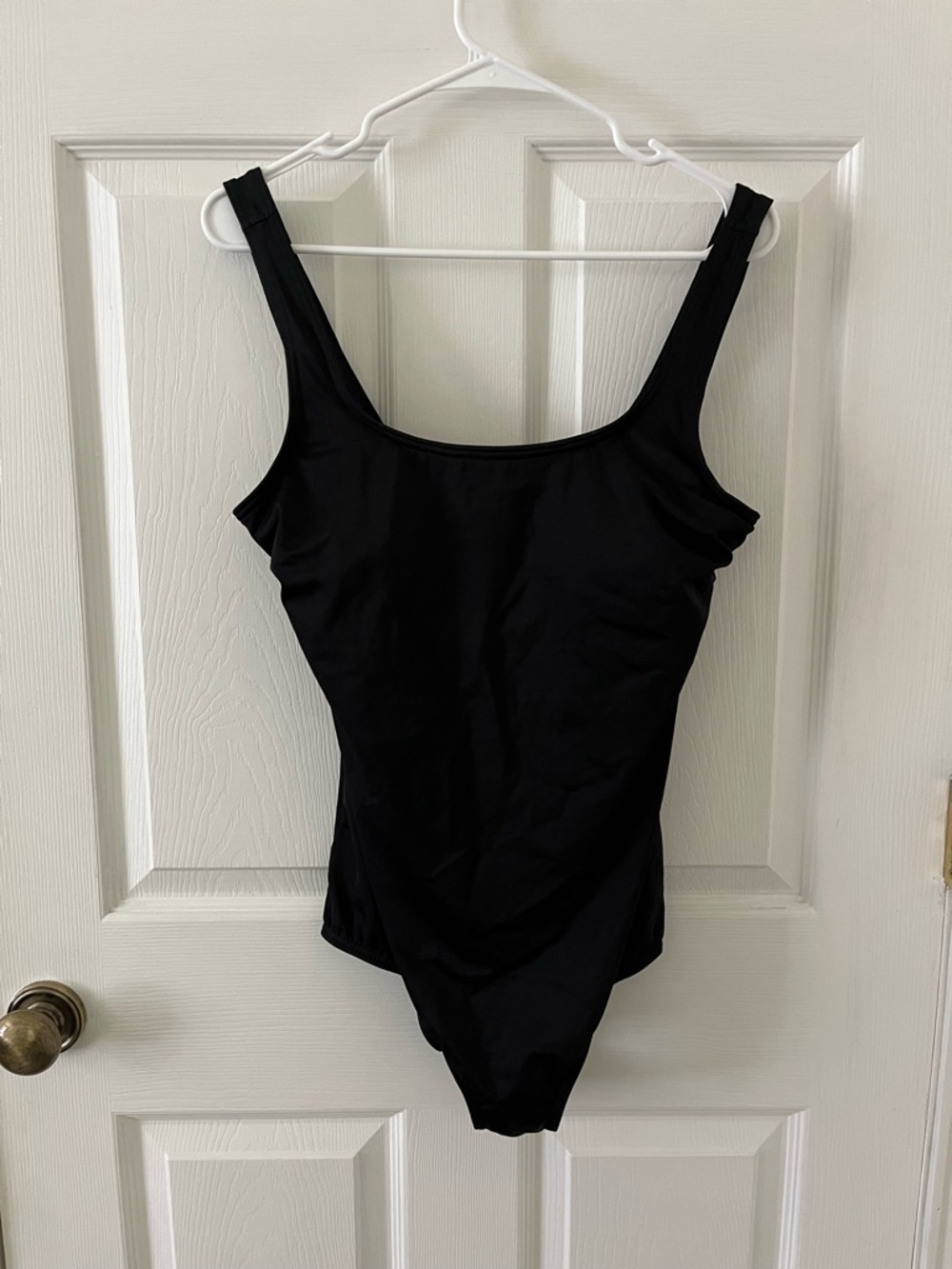 Lands' End Black One-Piece Swimsuit with Scoop Neck